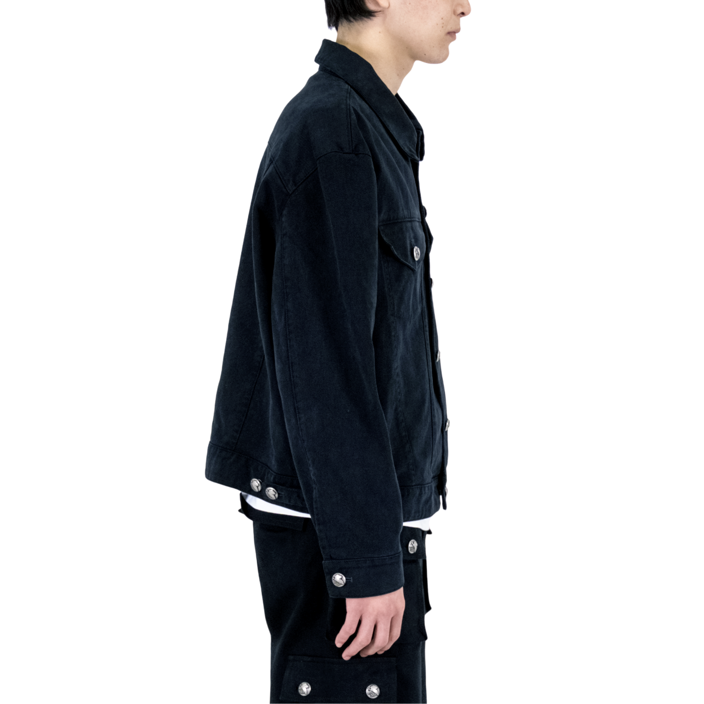 .925 Silver Black Denim Jacket