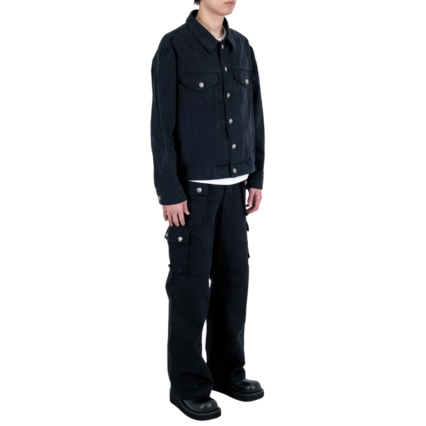 .925 Silver Black Denim Jacket