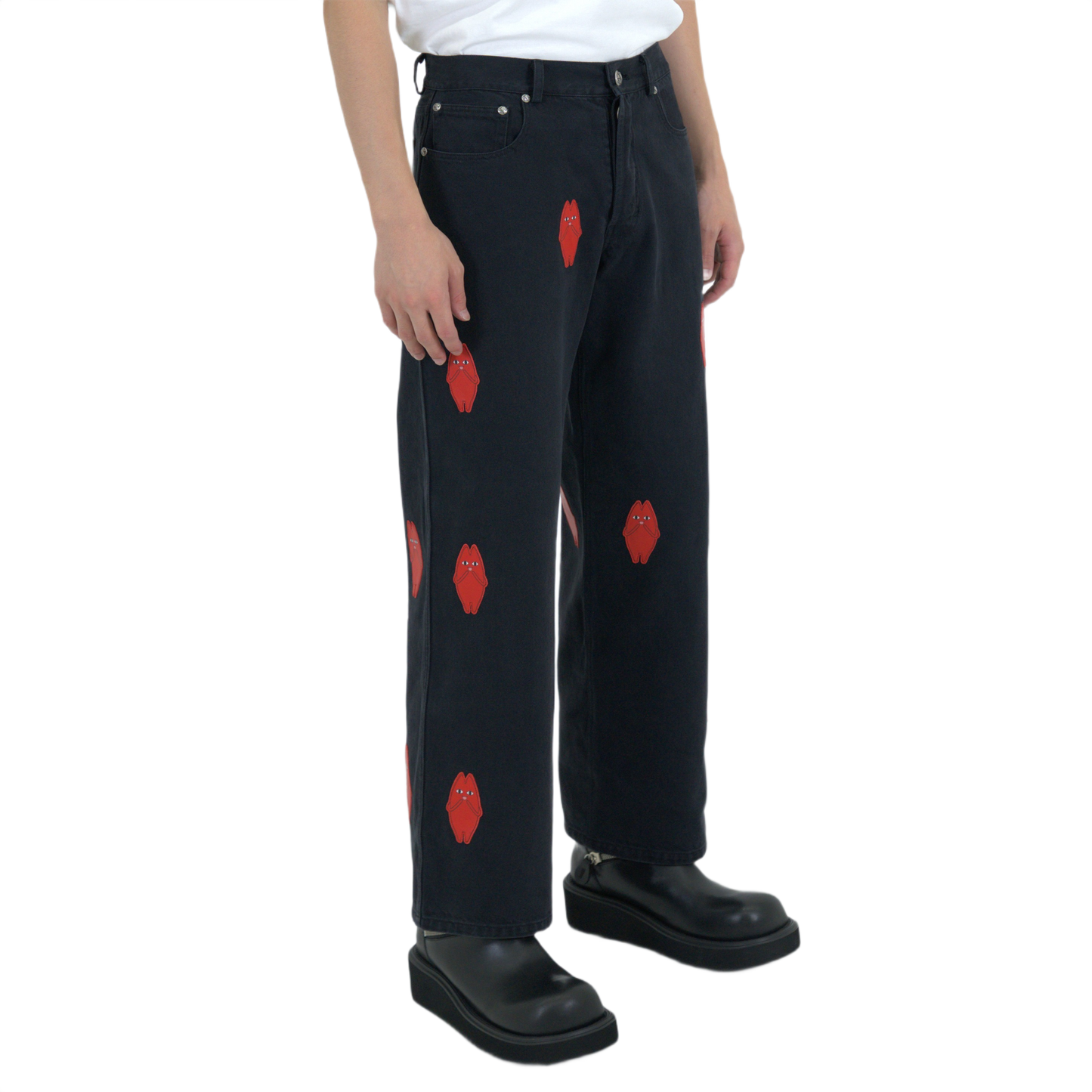 Red Leather Patches Denim