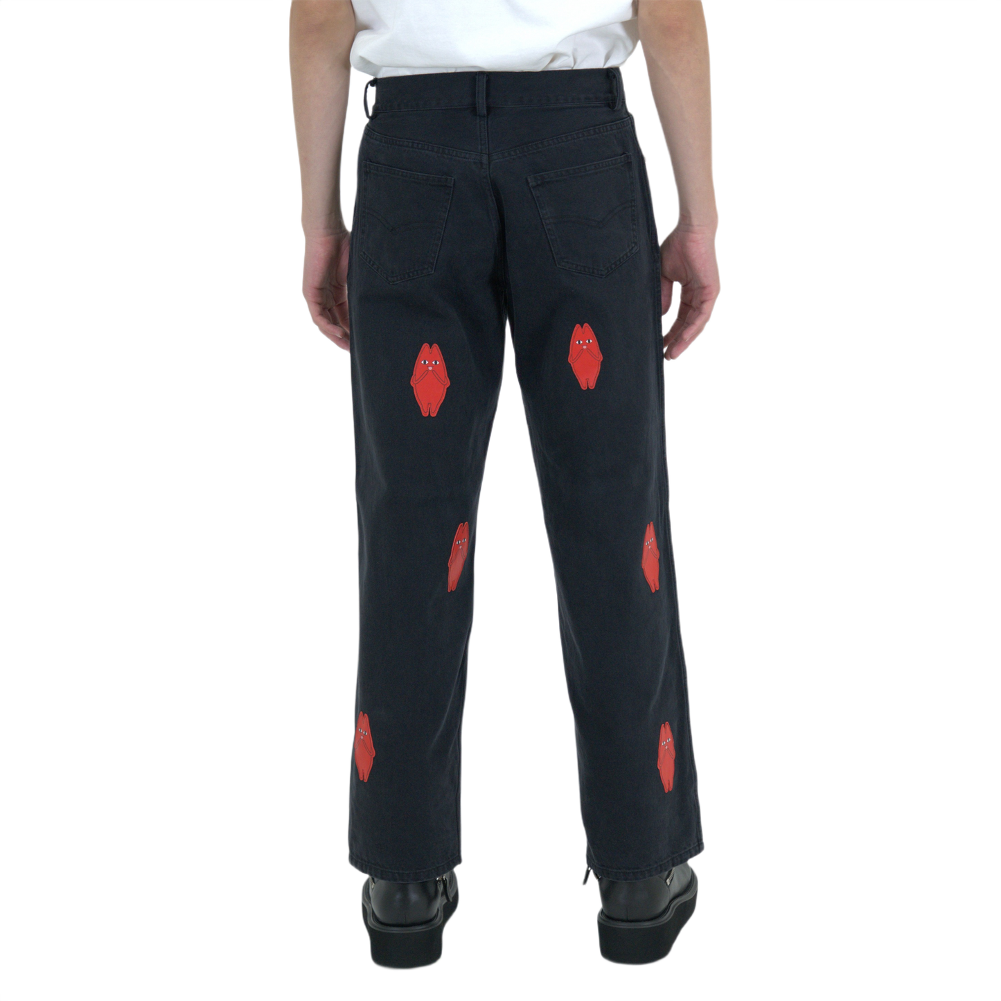 Red Leather Patches Denim