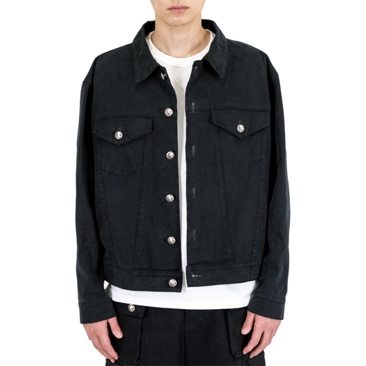 .925 Silver Black Denim Jacket