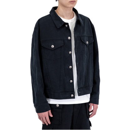 .925 Silver Black Denim Jacket