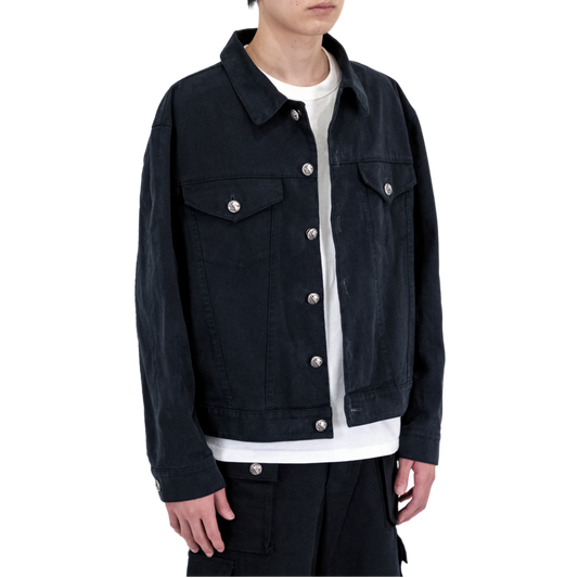 .925 Silver Black Denim Jacket