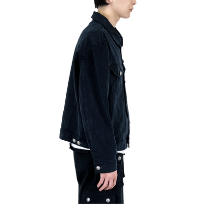 .925 Silver Black Denim Jacket