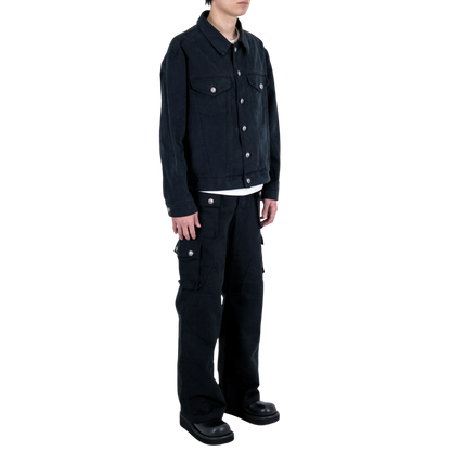 .925 Silver Black Denim Jacket