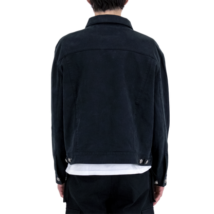 .925 Silver Black Denim Jacket
