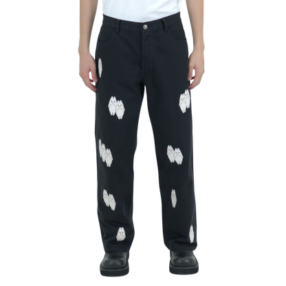 White Leather Patches Denim