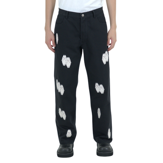 White Leather Patches Denim
