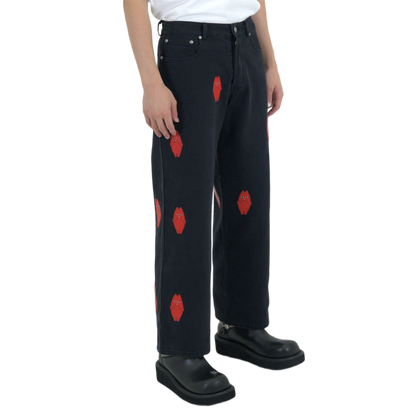 Red Leather Patches Denim