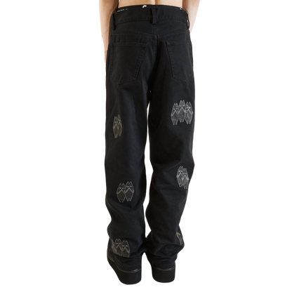 Black Leather Patches Denim