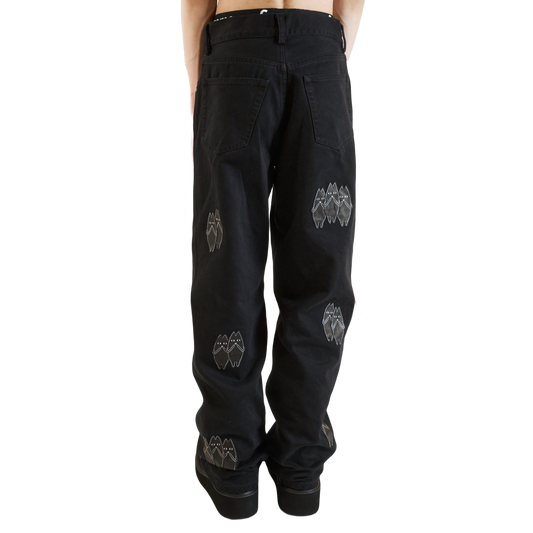 Black Leather Patches Denim
