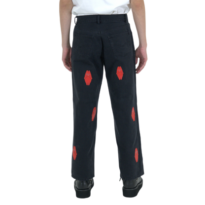 Red Leather Patches Denim