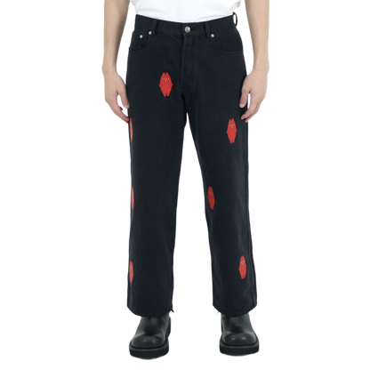 Red Leather Patches Denim