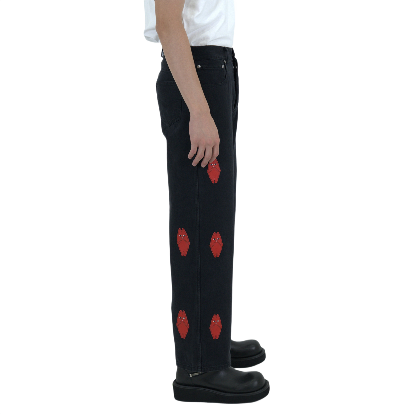 Red Leather Patches Denim